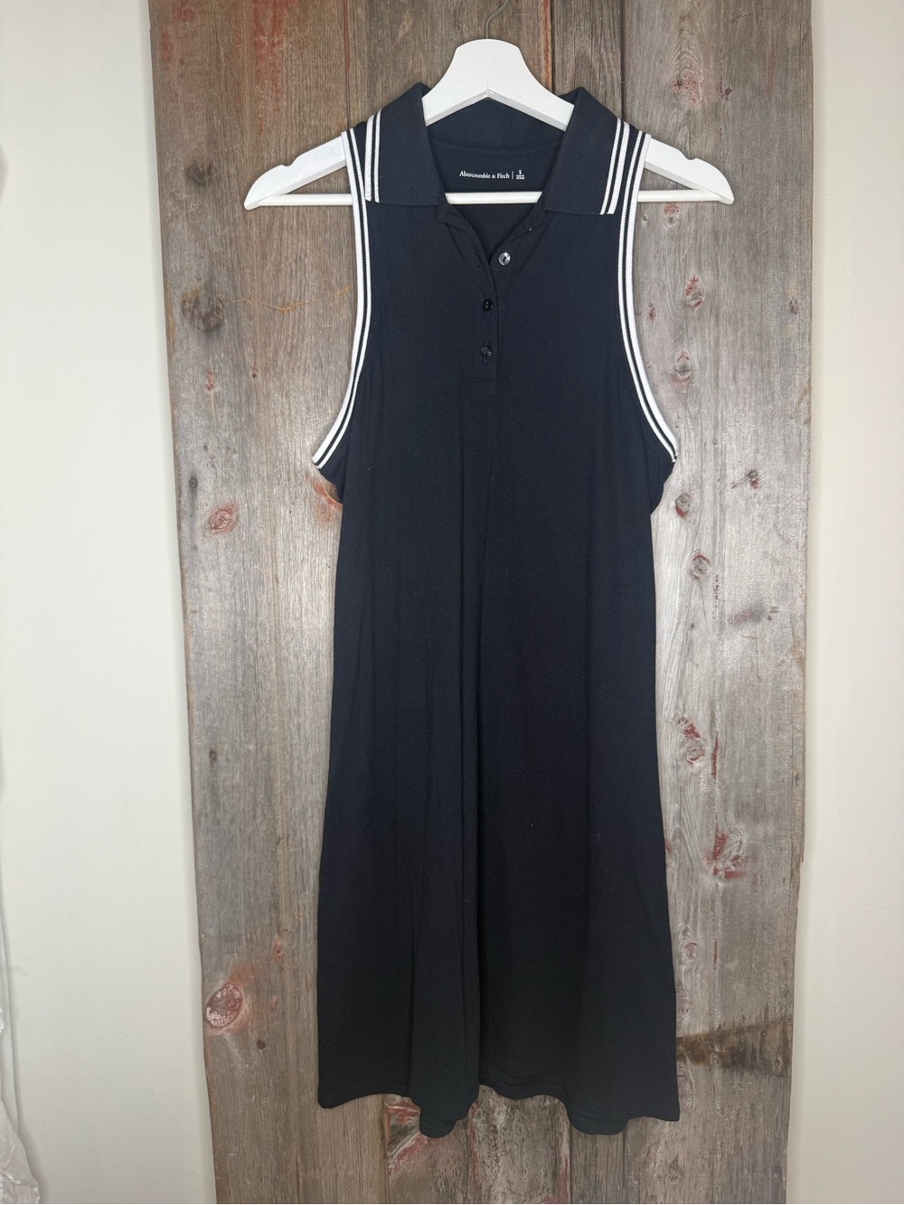 Abercrombie & Fitch Black Polo-Style Sleeveless Dress with White Trim Small